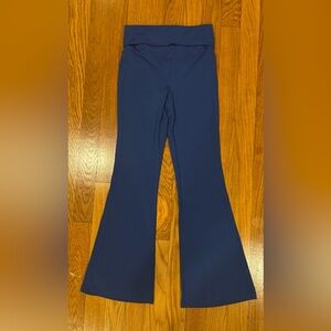 Blue Flared leggings with fold over waist: Yogalicious